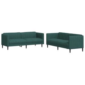 vidaXL Set di Divani 2 pz Verde Scuro in Tessuto