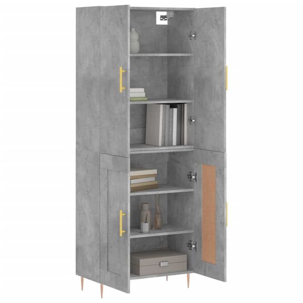 vidaXL Credenza Grigio Cemento 69,5x34x180 cm in Legno Multistrato