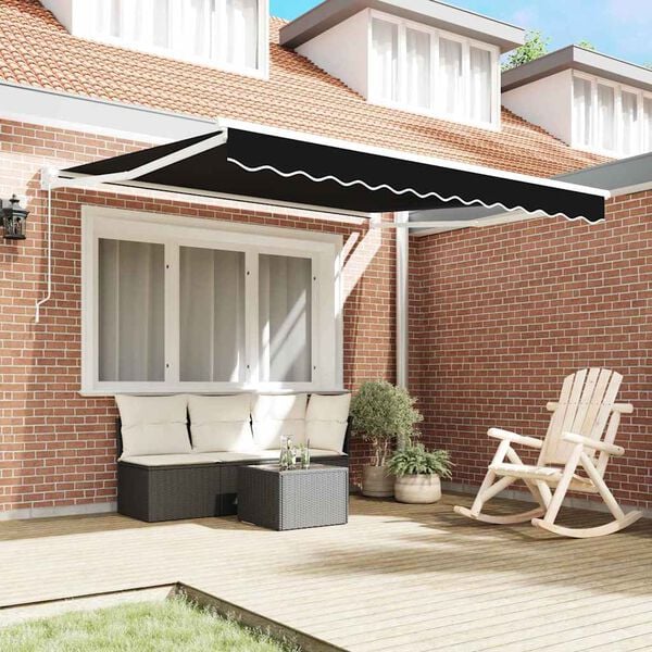 vidaXL Tenda Retrattile Nero 350 x 250 cm Poliestere e Alluminio