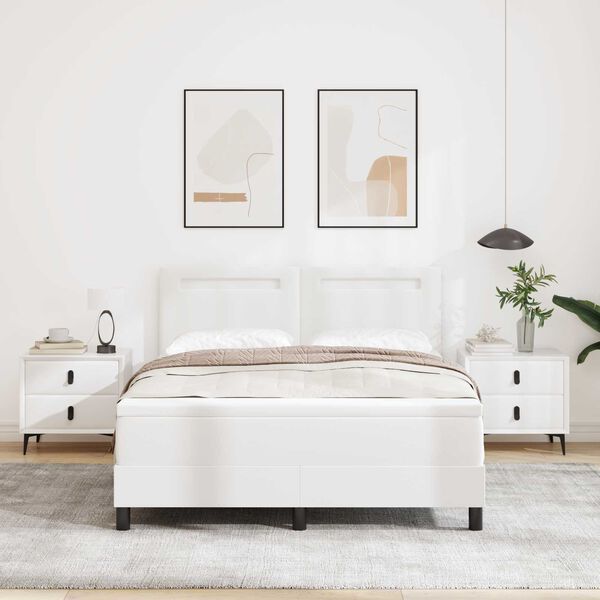 vidaXL Letto a molle con materasso Bianco 160 x 200 cm Pelle sintetica