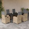 vidaXL Set Pranzo da Giardino 7 pz con Cuscini Beige Misto Polyrattan
