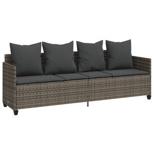 vidaXL Lettino Prendisole con Cuscini Grigio&nbsp;in Polyrattan