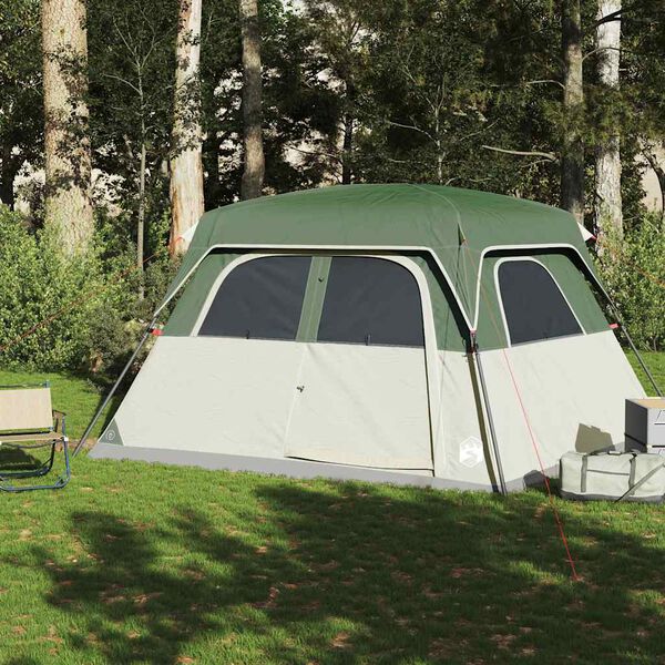 vidaXL Tenda Familiare Cabina per 6 Persone Verde Impermeabile