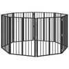vidaXL Cancello per cani 8 pz Nero 60 x 80 cm Acciaio zincato