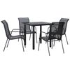 vidaXL Set da Pranzo da Giardino 5 pz Nero in Acciaio e Textilene