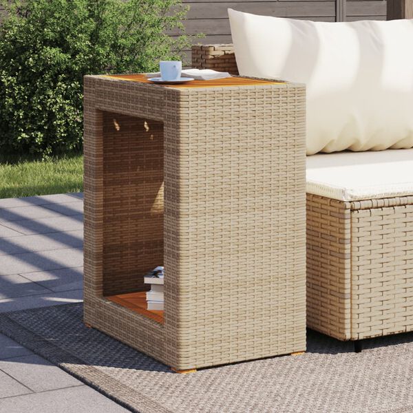 vidaXL Tavolino da Giardino Piano Legno Beige 60x40x75 cm Polyrattan