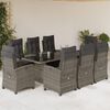 vidaXL Set da Pranzo da Giardino 9 pz con Cuscini in Polyrattan Grigio