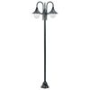 vidaXL Lampione da Giardino E27 220 cm Alluminio 3 Lampade Verde Scuro
