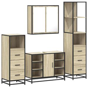 vidaXL Set Mobili da Bagno 4 pz Rovere Sonoma in Legno Multistrato