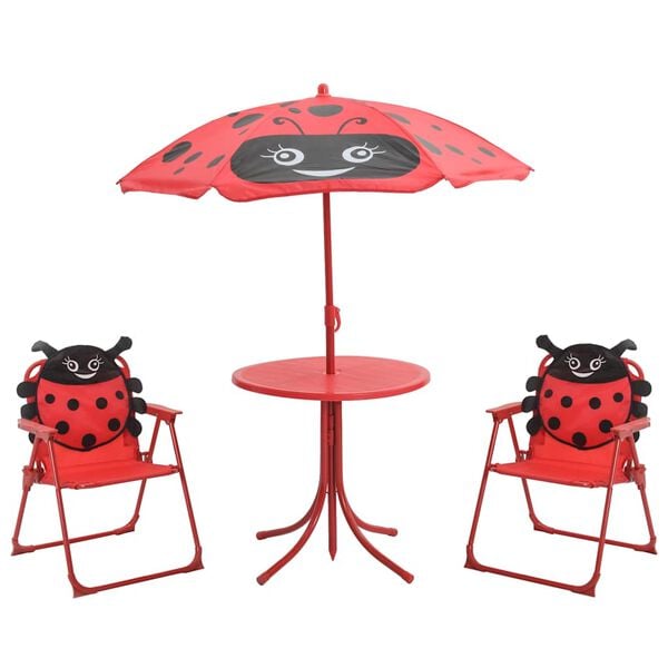 vidaXL Set da Bistrot da Giardino per Bambini con Ombrellone Rosso