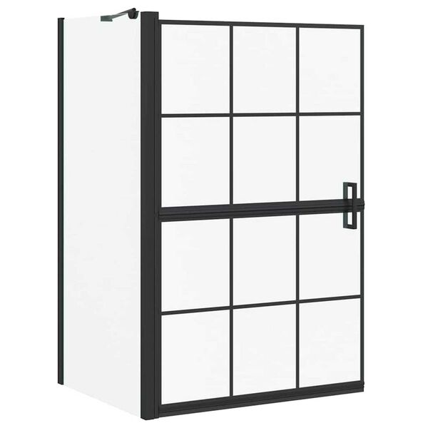 vidaXL Schermo per Bagno e Doccia Nero e trasparente 116 x 68 x 128 cm