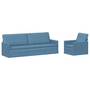 vidaXL Set di divani 2 pcs Blu Tessuto in Cords