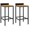 vidaXL Sgabelli da Bar 2pz Neri Polyrattan e Legno Massello di Acacia