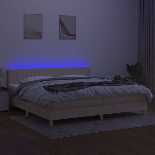 vidaXL Letto a Molle Materasso e LED bianco 200x200cm in Tessuto