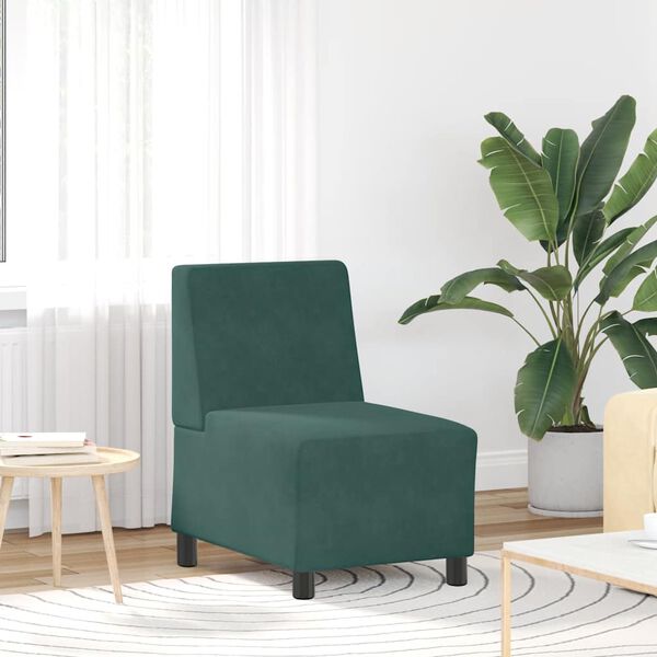 vidaXL Divano componibile senza braccioli verde scuro 55 cm in velluto