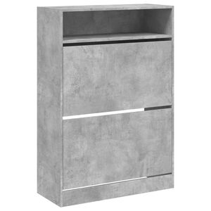 vidaXL Scarpiera 2 Cassetti Ribaltabili Grigio Cemento 80x34x116 cm