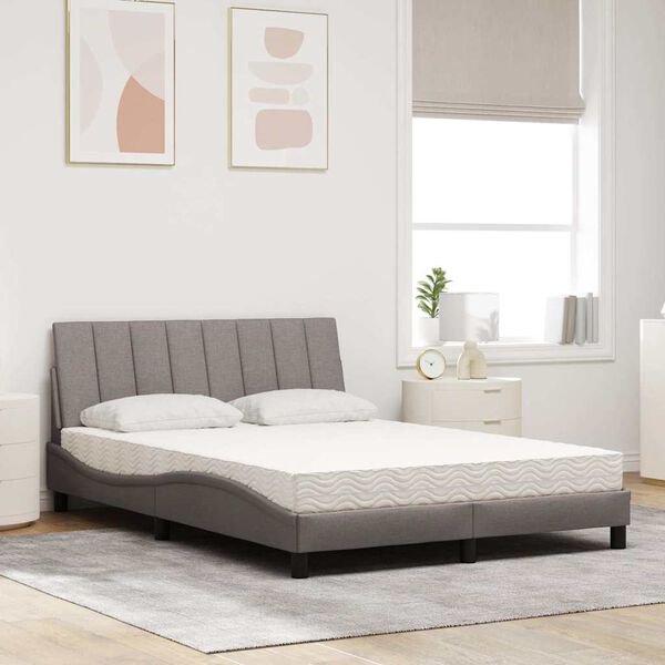 vidaXL Letto con Materasso Hanko Tortora 120x200 cm in Tessuto