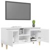 vidaXL Mobile TV con Gambe Legno Massello Bianco Lucido 103,5x35x50 cm
