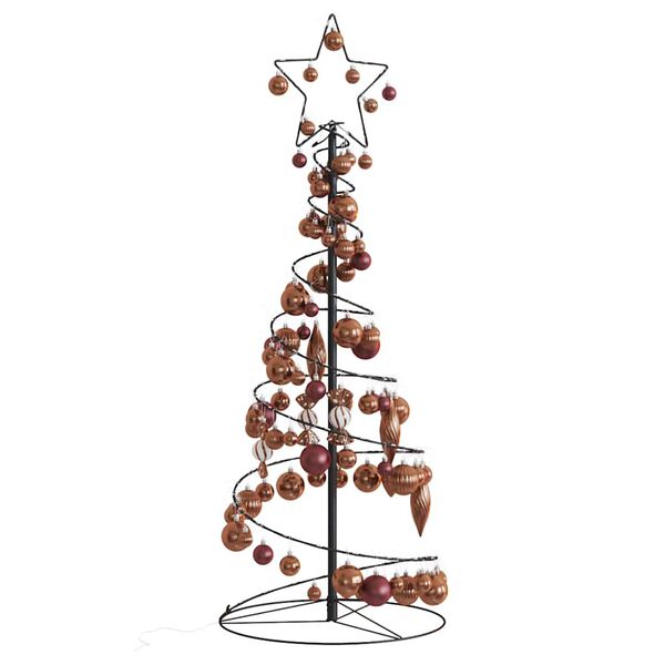 vidaXL Albero di Natale a LED con Palline 80 LED Bianco Caldo 120 cm