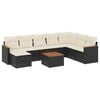 vidaXL Set Divani da Giardino 9 pz con Cuscini Nero in Polyrattan