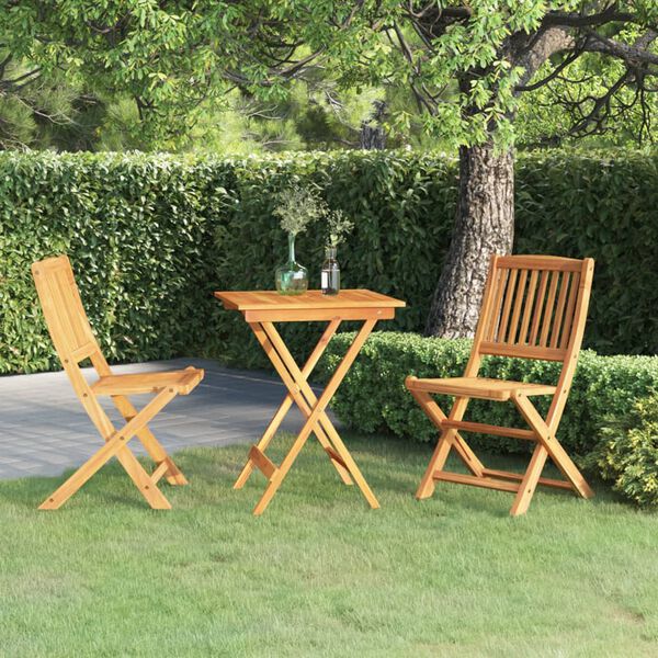 vidaXL Set da Pranzo da Giardino 3 pz Pieghevole in Massello di Acacia