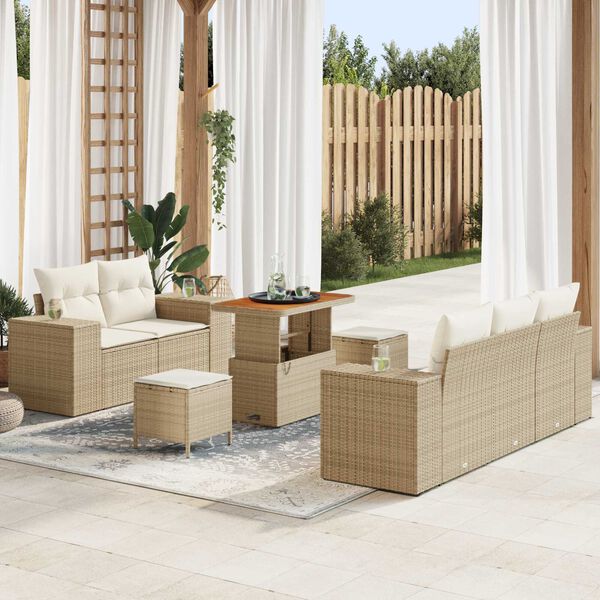 vidaXL Set Divano da Giardino con cuscino 8 pcs Beige polyrattan