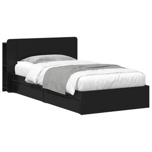 vidaXL Telaio del letto con storage con cassetto Nero 75 x 190 cm