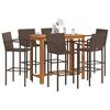 vidaXL Set Bar Giardino 7pz Marrone Legno Massello Acacia e Polyrattan