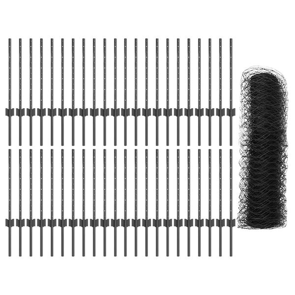 vidaXL Recinzione con Posto Grigio 0,6 x 100 m Acciaio e PVC