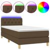 vidaXL Letto a Molle Materasso e LED Marrone Scuro 80x200cm in Tessuto