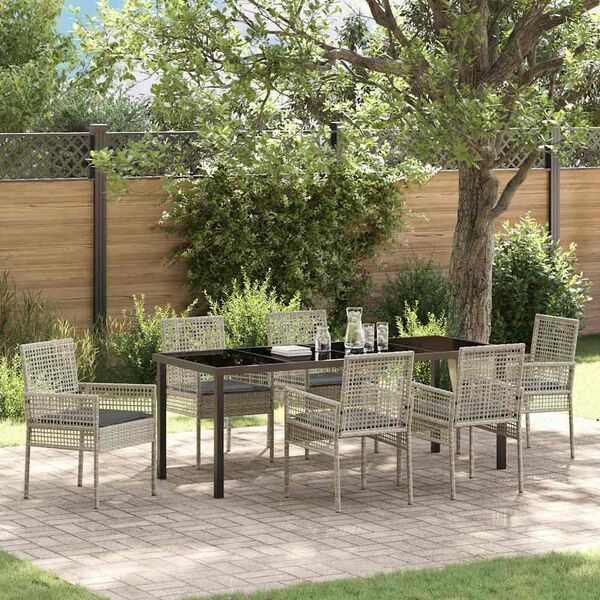 vidaXL Set da Pranzo per Giardino 7 pcs Grigio chiaro polyrattan