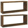 vidaXL Mensole Parete Cubo 2pz Rovere Fumo 80x15x26,5cm in Multistrato