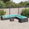 vidaXL Set Divani da Giardino 10pz con Cuscini in Polyrattan Nero