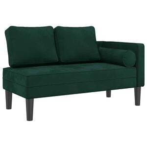 vidaXL Chaise Longue con Cuscini Verde Scuro in Velluto