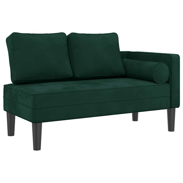 vidaXL Chaise Longue con Cuscini Verde Scuro in Velluto