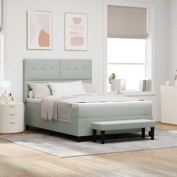 vidaXL Letto a molle con materasso Grigio chiaro 140 x 190 cm Velluto