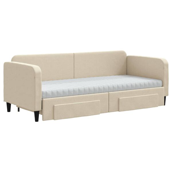 vidaXL Divano Letto Estraibile con Cassetti Crema 80x200 cm in Tessuto