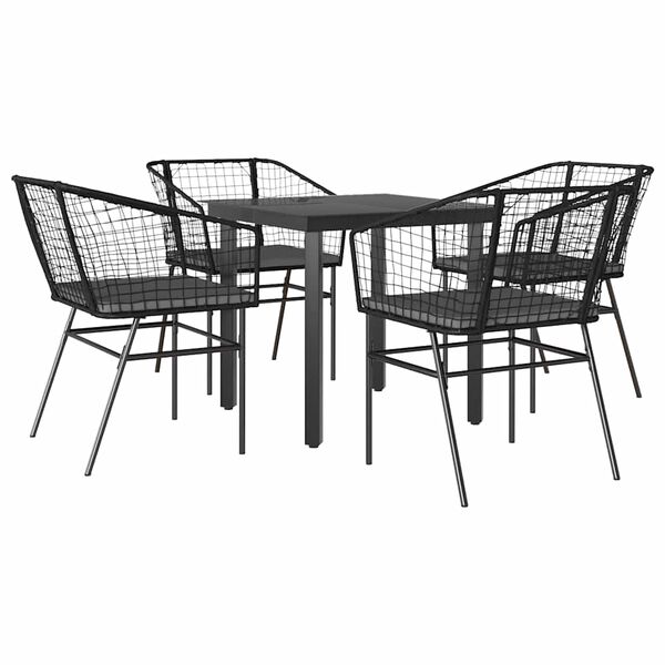 vidaXL Set da Pranzo da Giardino con Cuscini 5 pz Polyrattan Vetro