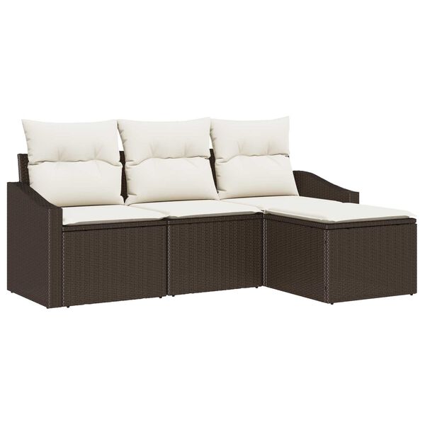 vidaXL Set di divani con cuscino 4 pcs Marrone polyrattan