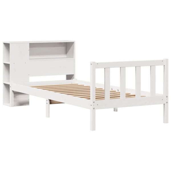 vidaXL Letto Libreria senza Materasso Bianco 90x190 cm Massello Pino