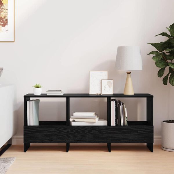 vidaXL Scaffale per riviste Rovere Nero 102 x 30 x 45 cm