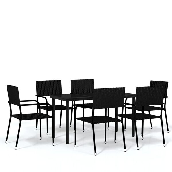 vidaXL Set Mobili da Pranzo da Giardino 7 pz Nero
