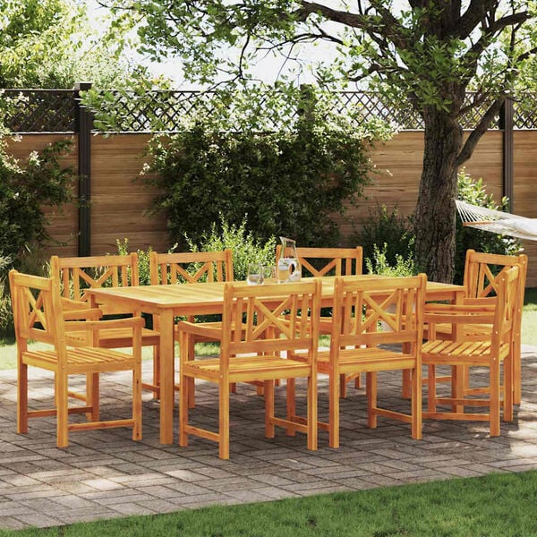 vidaXL Set da Pranzo per Giardino 9 pcs Marrone