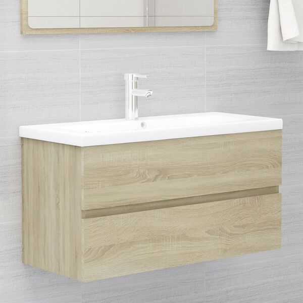 vidaXL Mobile con Lavabo Integrato Rovere Sonoma in Legno Multistrato