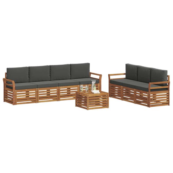vidaXL Set divani 8 pcs Naturale e Antracite Legno di Acacia Massello