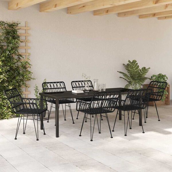 vidaXL Set da Pranzo per Giardino 7 pcs Nero