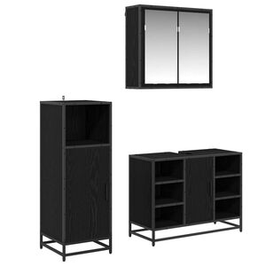vidaXL Set di mobili per il bagno 3 pz Rovere Nero 80 x 33 x 60 cm