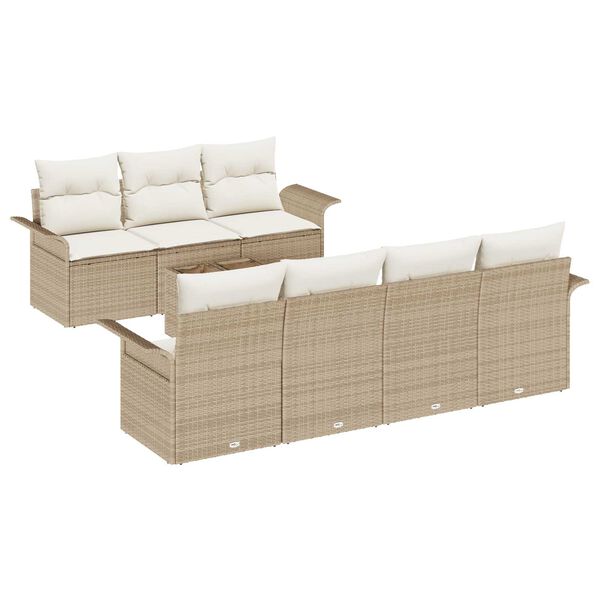 vidaXL Set Divano da Giardino con cuscino 8 pcs Beige polyrattan