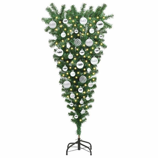 vidaXL Albero di Natale Artsificiale Illuminato Capovolto con Set di Palline