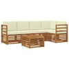 vidaXL Set di divani da esterno 6 pz Naturale e Crema Poliestere